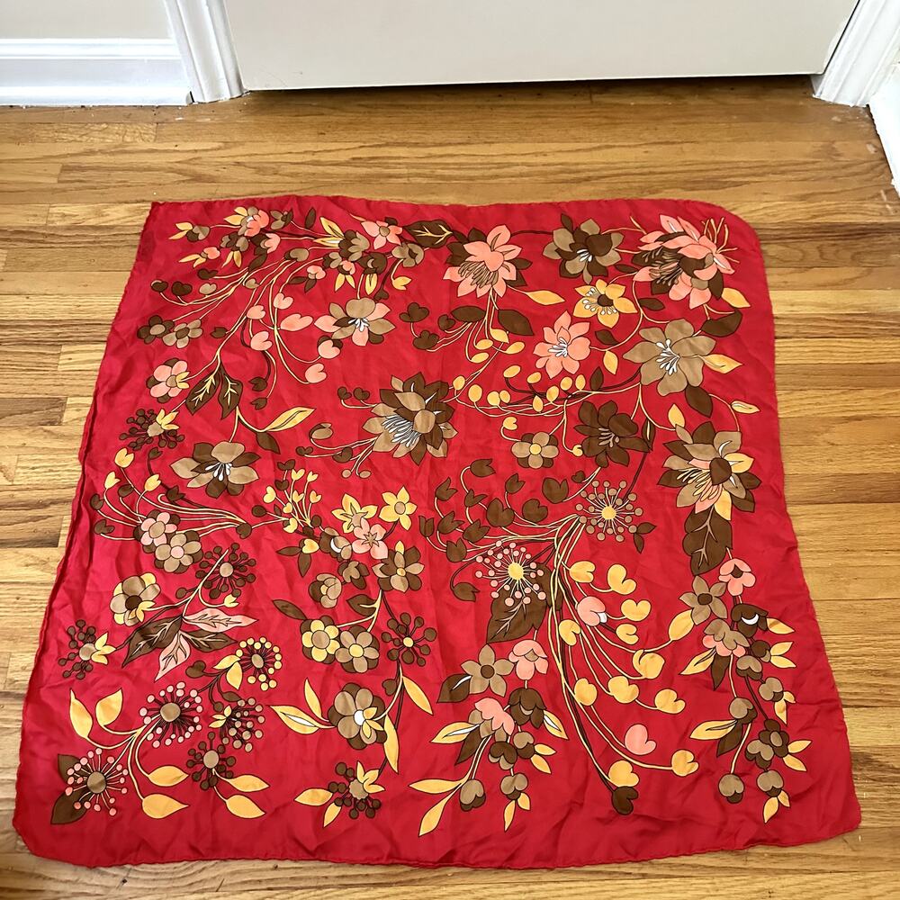 Vintage 100% Silk Floral Scarf